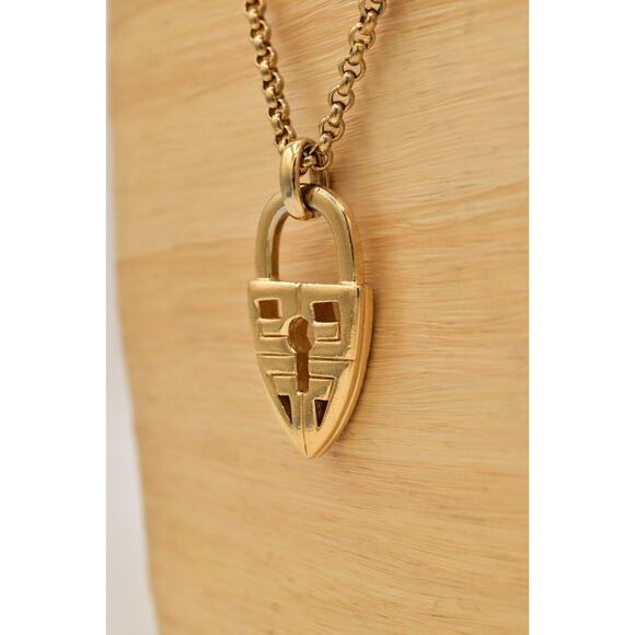 Givenchy Vintage Padlock Logo 4G Pendant Necklace Toggle Chunky Signed BinA17 - Picture 10 of 12